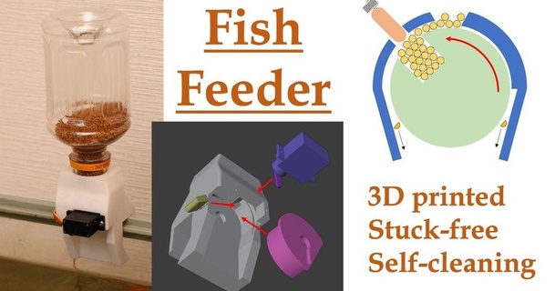 aquarium poisson mangeoire stuck self cleaning Shiura 3D modèles Ménage animaux domestiques chose universelle distributeur automatique 3d print model - Mito3D