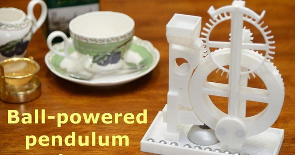 ball-powered pendulum timer shiura 3D Models Gadgets Other clock ball mechanical marblemachine 3d print model - Mito3D