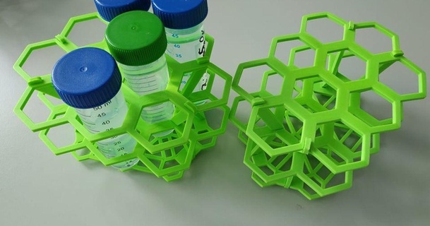 birbirine geçmiş tüp raf ayakta durmak 10 x 50 ml Beyaz 3D modeller öğrenme kimya Biyoloji Ölçek 3d print model - Mito3D