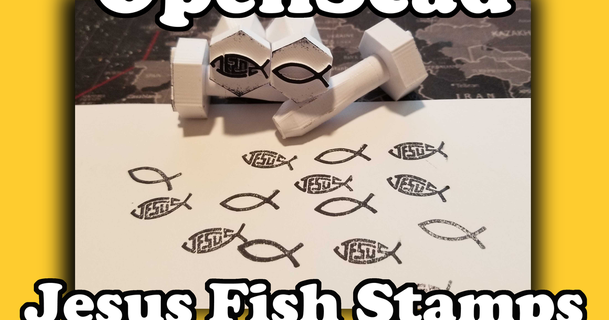 Gesù pesce francobolli iqless 3D Modelli arte design disegni timbri 3d print model - Mito3D