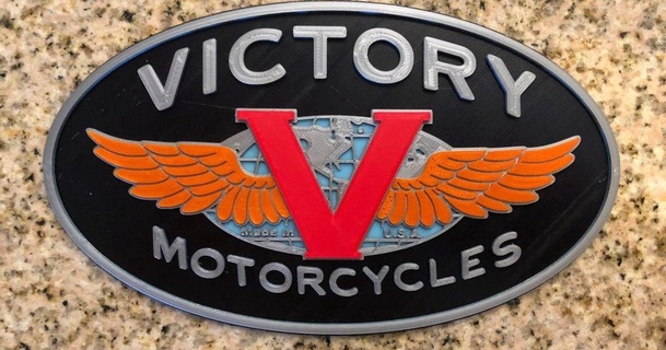 victory motorcycles logo sign meestered 3D Models Art & Design 2D Plates Logos thingiverse 3d print model - Mito3D