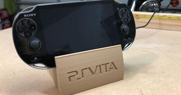 ps vita charging dock stand recessed logo meestered 3D Models Gadgets Other playstation chargingdock thingiverse psvita sonypsvita 3d print model - Mito3D