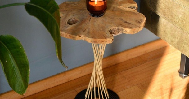 progettista iperboloide lato tavolo prusa filamento bobina bambù spiedini bonsai 3D Modelli domestico vita camera filamentpool tavolino riutilizzo filamenti 3d print model - Mito3D