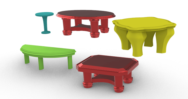 tables carlascreashuns 3D modèles costumes accessoires table rond ensemble carré ovale 3d print model - Mito3D