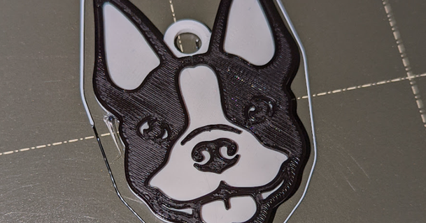 boston terrier etiqueta mla 3D modelos mundo varreduras animais cão crianças mochila crachá 3d print model - Mito3D