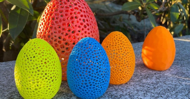 facile impression Pâques Oeuf ginko 3D modèles saisonnier dessins printemps voronoi 3d print model - Mito3D