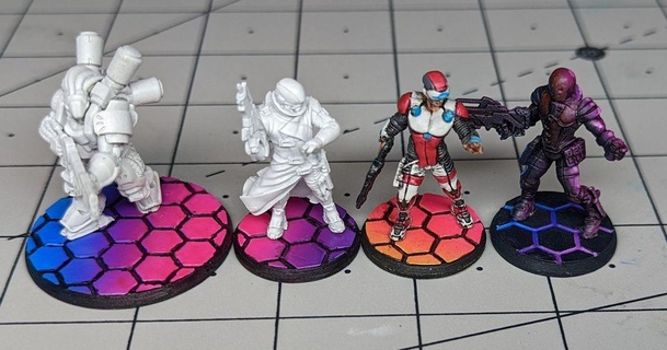 hex bases miniatures fragmented 3D Models Tabletop Miniatures Characters & Monsters hexagonal infinity 32mm warhammer wargaming 3d print model - Mito3D
