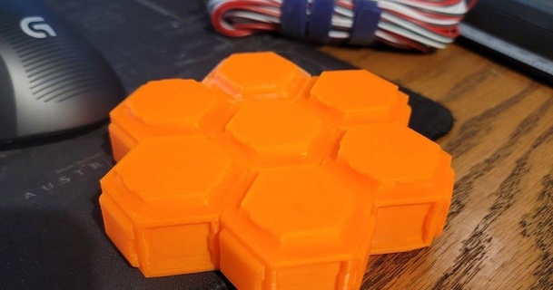 riverain hexadécimal click lock modulaire hexagones jdscombattant 3D modèles imprimantes tester hexagonal hexagone étalonnage snapfit 3d print model - Mito3D