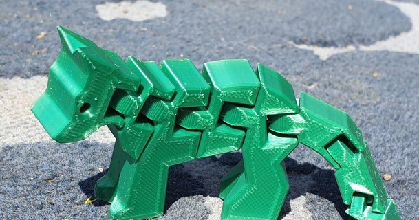 articulado perro flexi lobo grande cabeza wolffshaut 3D modelos juguetes juegos flexible 3d print model - Mito3D