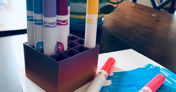simple 16 marker crayon holder - 3mf design wilsonayr 3D Models Art & Design Other Designs markerholder crayonbox 3d print model - Mito3D
