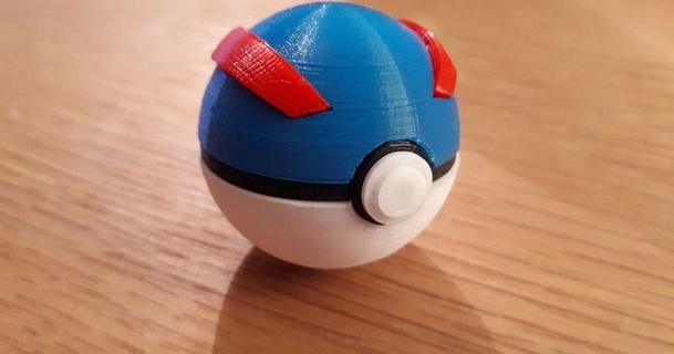 easy assembly great ball megaandy 3D Models Toys & Games Outdoor pokemon pokeball multicolour thingiverse greatball 3d print model - Mito3D