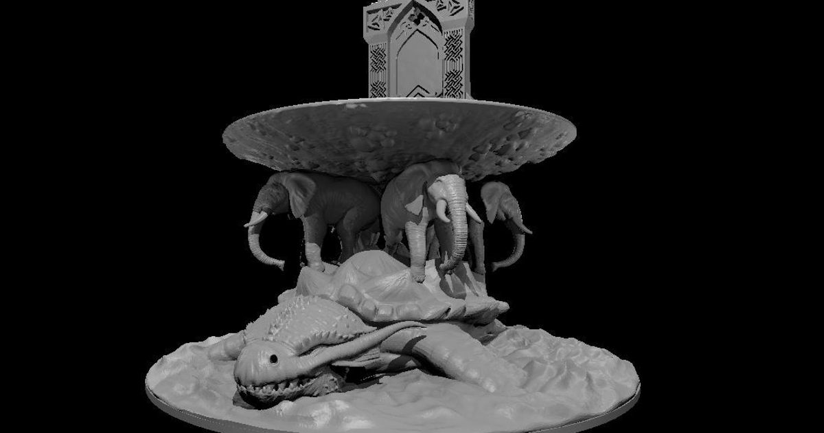 dragon turtle holding four elephants island mz4250 3D Models Toys & Games Board elephant 3D print model - Mito3D