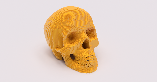 pixelated skull e-leton 3D Models Art & Design Sculptures pixel 3d print model - Mito3D