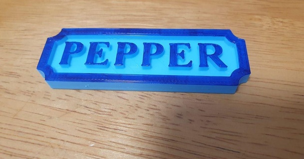 pepper name plate hugesknows 3D Models Art & Design 2D Plates Logos nameplate 3d print model - Mito3D