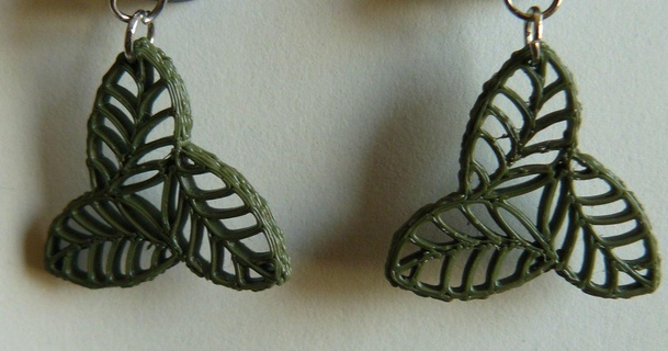 frondoso trío pendientes michalet 3D modelos Moda mujer arete naturaleza hojas 3d print model - Mito3D