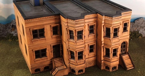 Iorque brownstone edifícios terrain4print 3D modelos brinquedos jogos ar livre terreno maravilha guerra arquitetura 28mm 3d print model - Mito3D