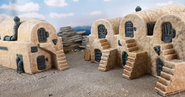 deserto scifi Vila terrain4print 3D modelos brinquedos jogos ar livre Guerra Estrelas terreno tampo mesa legião guerra 3d print model - Mito3D
