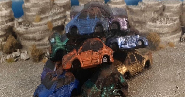 junk cars terrain4print 3D Models Toys & Games Outdoor wargaming gaslands thingiverse 3d print model - Mito3D