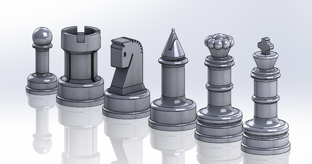 simples xadrez conjunto moxieman19 3D modelos brinquedos jogos borda cavaleiro rei castelo rainha 3d print model - Mito3D