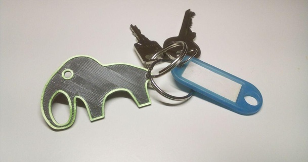 elephant keychain david kisel 3D Models World & Scans Animals flat 3d print model - Mito3D