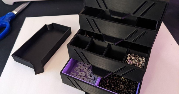 stackable small parts bin madebysaints 3D Models Hobby & Makers Organizers shelf organizer 3d print model - Mito3D