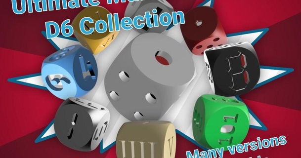 definitivo multicolore d6 collezione katarn 3D Modelli giocattoli Giochi tavola dado morire romano numeri 3d print model - Mito3D