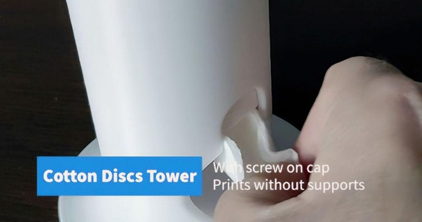 pamuk diskler kule üzgün 3D modeller ev halkı banyo şeytani Pamuk ped tutucu pamukluk disk 3d print model - Mito3D