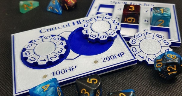 dnd - magnetic hp tracker & d6 spell chaymberr crafts 3D Models Toys Games Board boardgame dial dice dnd5e 3d print model - Mito3D