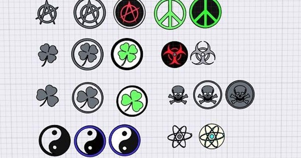 assorted logos skulls anarchy peace radioactive sozo13 3D Models Art & Design 2D Plates Logos atom clover luck poison 3d print model - Mito3D