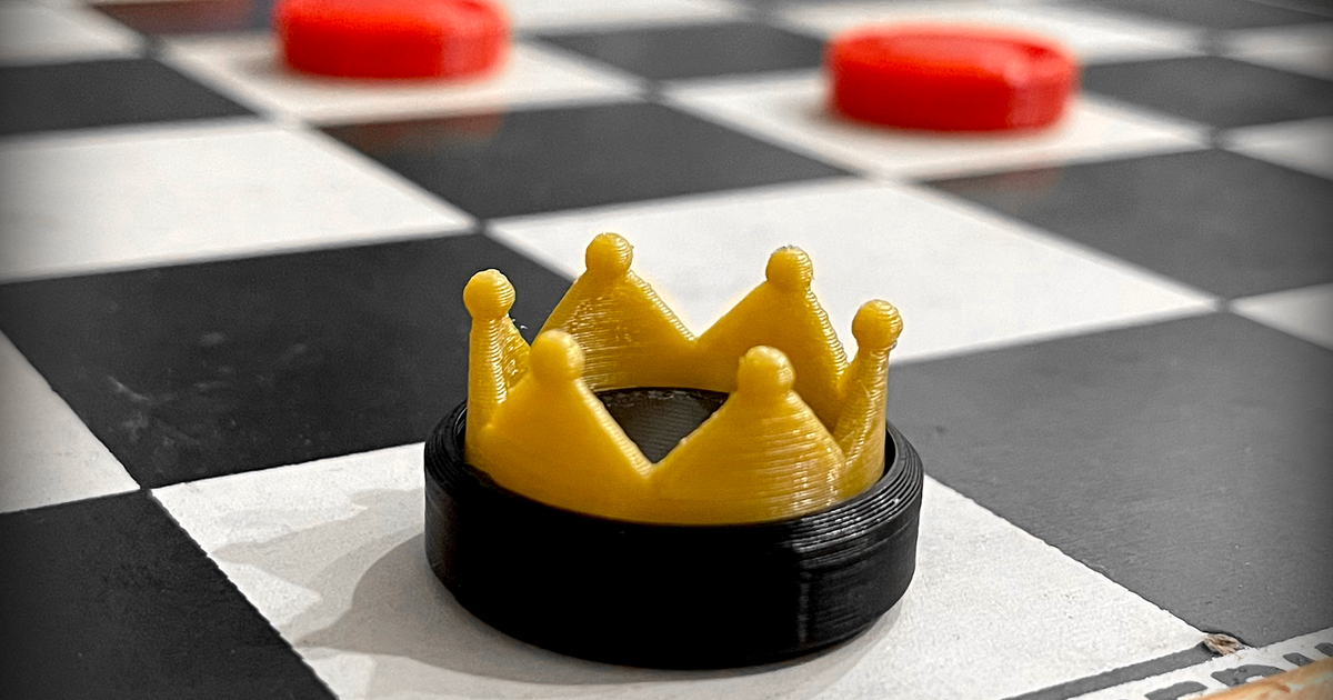 checkers set crown pieces mb designs 3D Models Toys & Games Board boardgame competitive family 3D print model - Mito3D