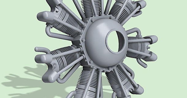 7 cil manichino radiale motore Airwaves ted 3D Modelli passatempo creatori idee aereo rcplane thingiverse 3d print model - Mito3D