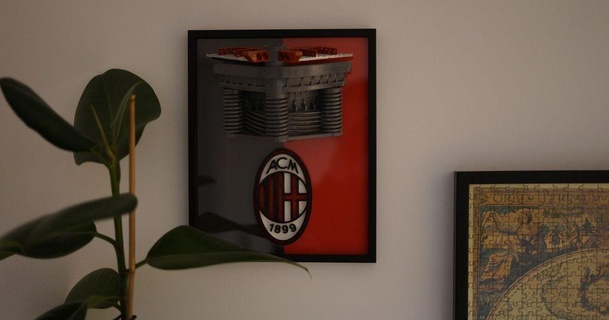 ac Milano san siro stadio 3d foto Carlo 3D Modelli arte design Wall mounted club Europa calcio obbiettivo 3d print model - Mito3D