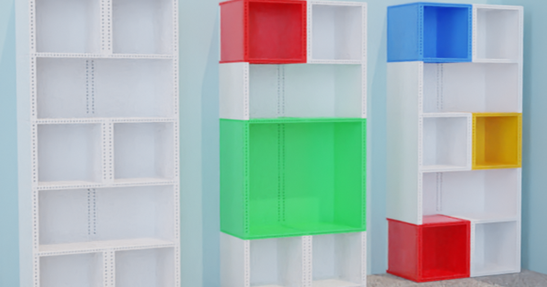 lego compatible interlocking modular shelving system joe stacy 3D Models Household Home Decor furniture ikea kallax 3d print model - Mito3D