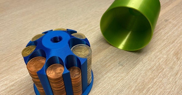 Euro moneta scatola coperchio obolski 3D Modelli domestico ufficio gettoniera denaro contante 3d print model - Mito3D