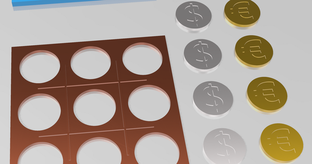 veloce concorsi tema gioco gettoni i soldi tic tac dito piede 3d stampe 3D Modelli giocattoli Giochi tavola premio nero tavolo moneta concetto 3d print model - Mito3D