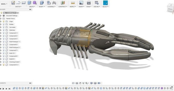 jabot moule silicone doux appât vjf3 3D modèles sports Extérieur écrevisse pêche leurre 3d print model - Mito3D