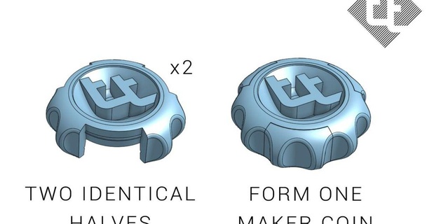 super satisfatório criador moeda ensino tecnologia 3D modelos arte Projeto 2D pratos logotipos Makercoin thingiverse 3d print model - Mito3D