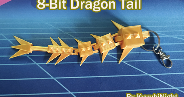 8 bit articulé dragon queue porte clés kyuubinight 3D modèles mode accessoires 8bit 8bot flexi 3d print model - Mito3D