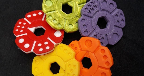 inquietação símbolo rorys3d 3D modelos brinquedos jogos borda mudança cor dados gametoken 3d print model - Mito3D
