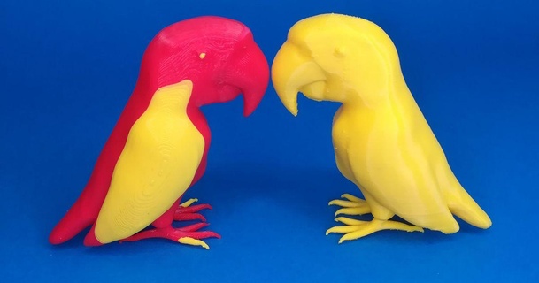 esculpido loro color multicolor tercero dimensión 3D modelos mundo escaneos animales animal pájaro pie coplas 3d print model - Mito3D