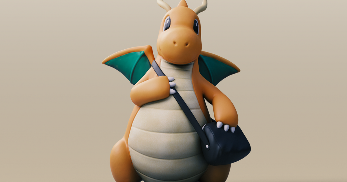 dragonita empujar Lun patricio 3D modelos Arte diseño esculturas pokemon 3D print model - Mito3D