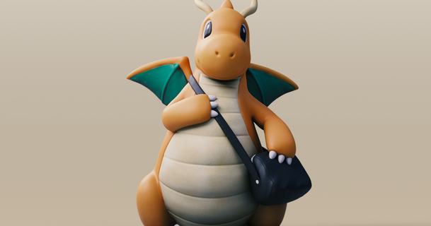 dragonita empujar Lun patricio 3D modelos Arte diseño esculturas pokemon 3d print model - Mito3D