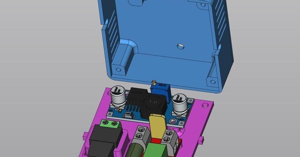 dc converter regulator case principalmente Sunlu Filadryer s1 ventilador goonie 3D modelos impressoras acessórios caixa caso bainha conversor criado freecad dcdc 3d print model - Mito3D