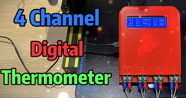 Digital Thermometer 4 Kanal Desktop Erfindungen 3D Modelle Hobby Macher Werkzeuge thingiverse 3d print model - Mito3D