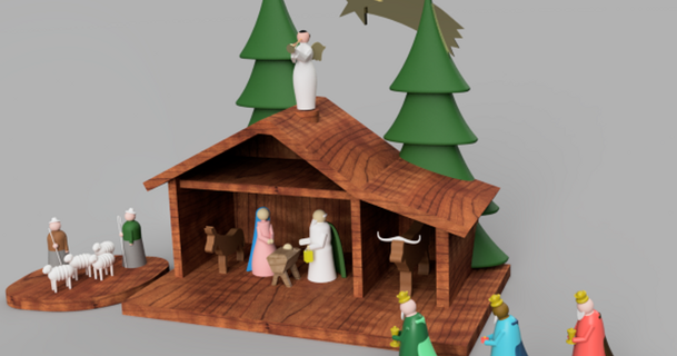 natividad escena Escena Navidad kleiner latín 3D modelos casa casa equipo decoración dekoration cuna natividad Escena Navidad 3d print model - Mito3D
