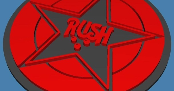 rush emblem coaster jonbourg 3D Models Art & Design 2D Plates Logos rushband thingiverse 3d print model - Mito3D