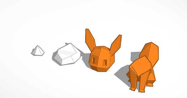 lowpoly eevee pok lun stedipietro 3D Modelli arte design sculture Pokemon 3d print model - Mito3D