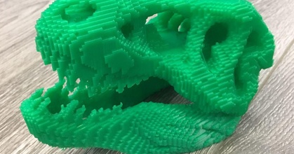 voxelized t-rex skull makerwiz download free stl model printablescom 3d models art & design sculptures animalskull dino dinosaur trex 3d print model - Mito3D