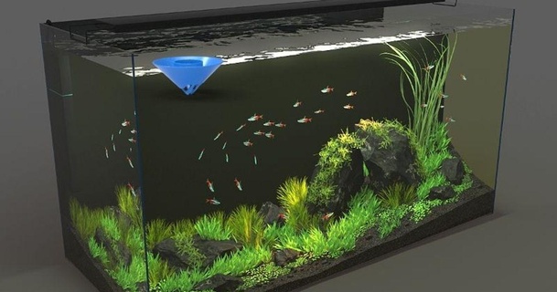 fish food dispenser v8 dav88 3D Models Household Pets aquarium holder thingiverse 3d print model - Mito3D