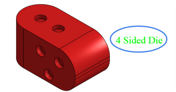 4 lato dado caden 3D Modelli giocattoli Giochi tavola dadi 3d print model - Mito3D